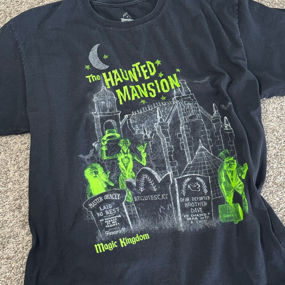 Vintage Magic Kingdom Haunted Mansion Tee- Black and Green